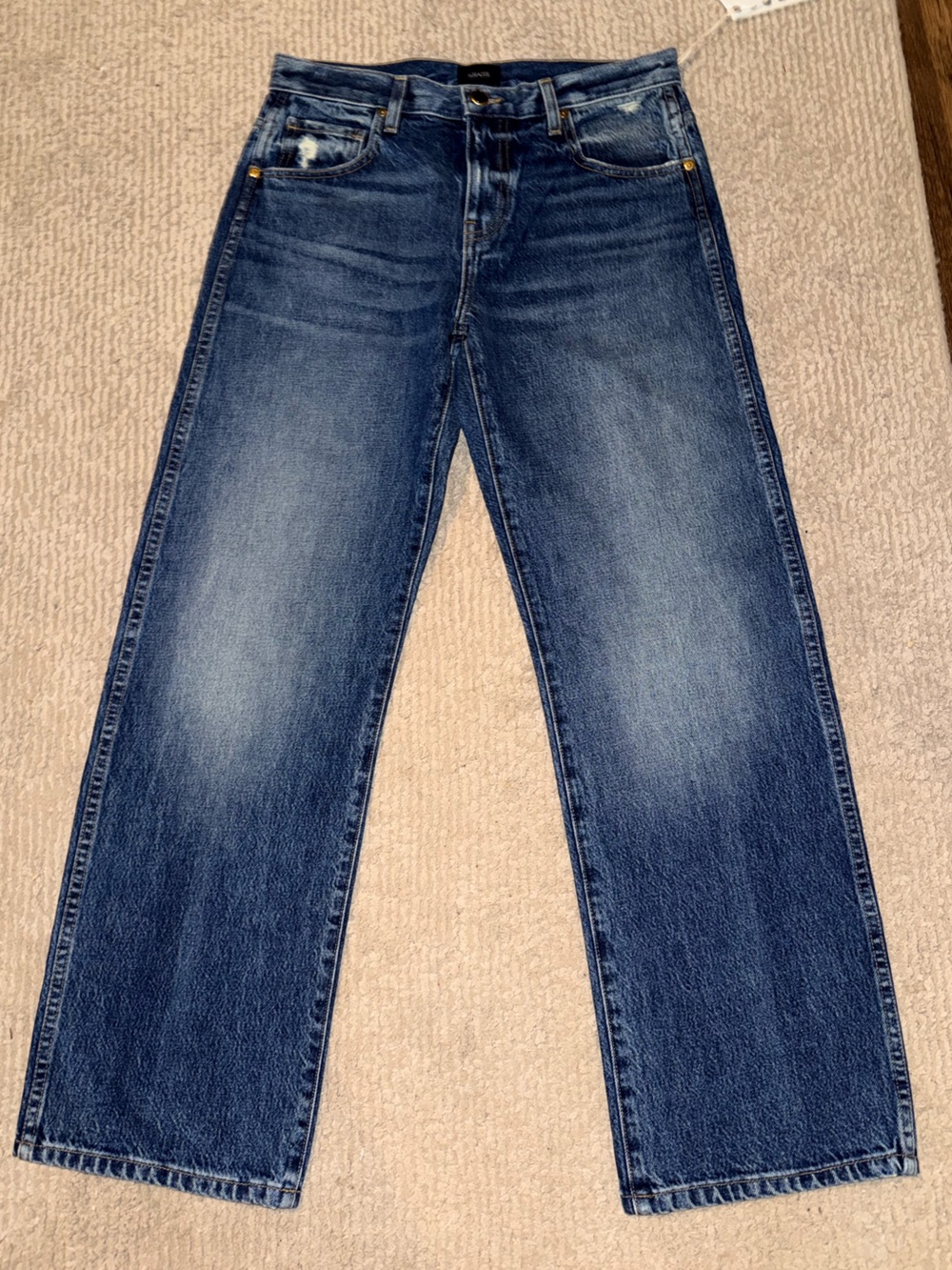 New | Khaite | Kerri Jean Medium Wash Size 26 Mid Rise Wide Leg
